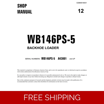 KOMATSU WB146PS-5 USA BACKHOE LOADER WORKSHOP MANUAL